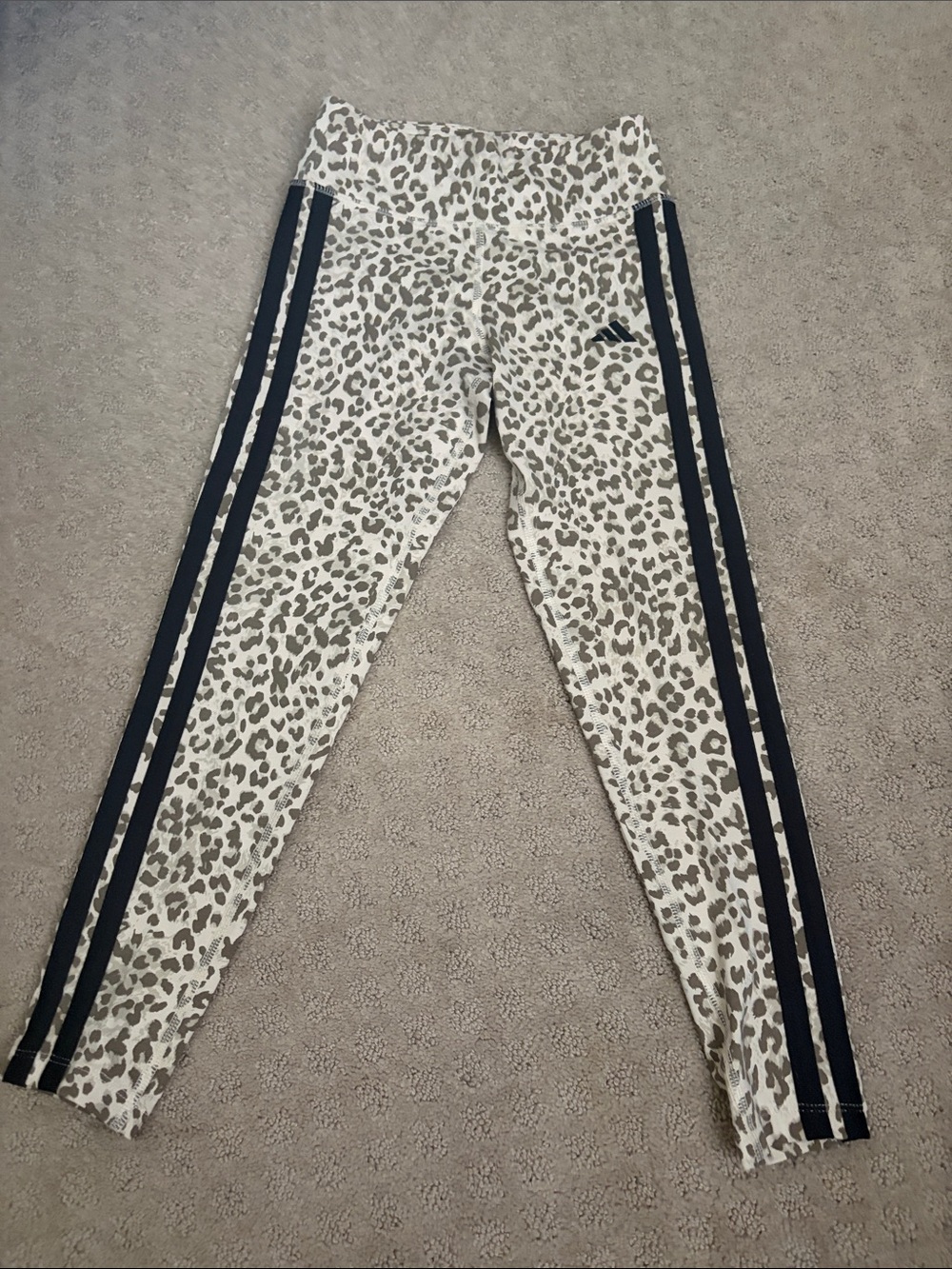 adidas Women's Leopard Print Jeggings with Black Side Stripes